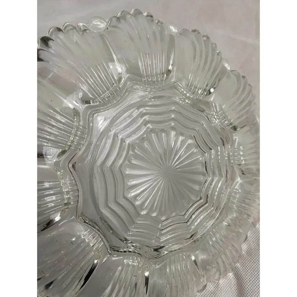 Deviled Egg Oyster Platter vintage ‎ 10x10x1